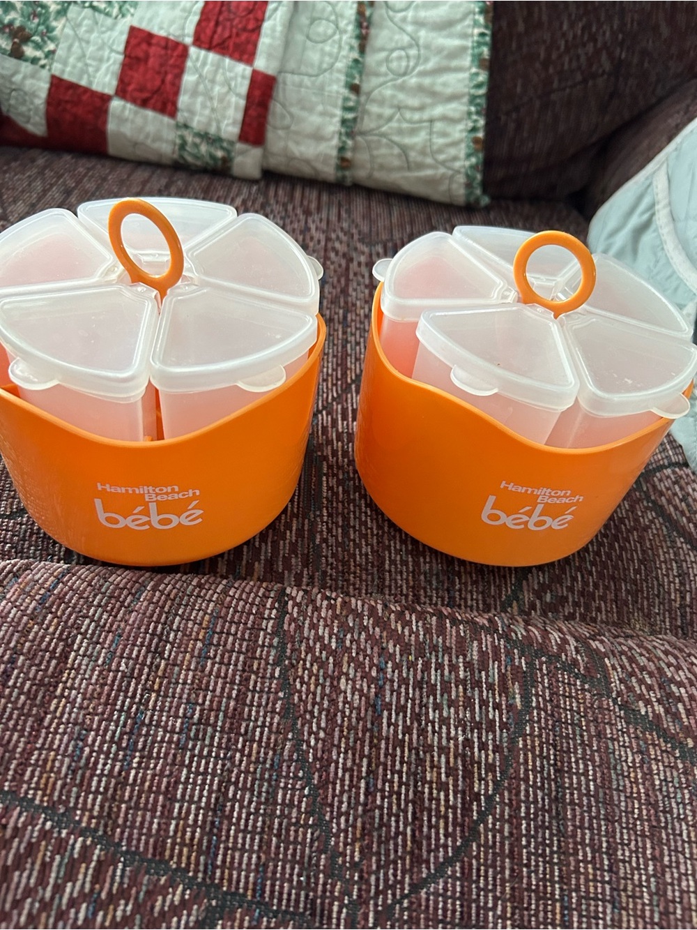 Hamilton Beach bébé Orange and Clear Baby Food Portion Pods (Pair)